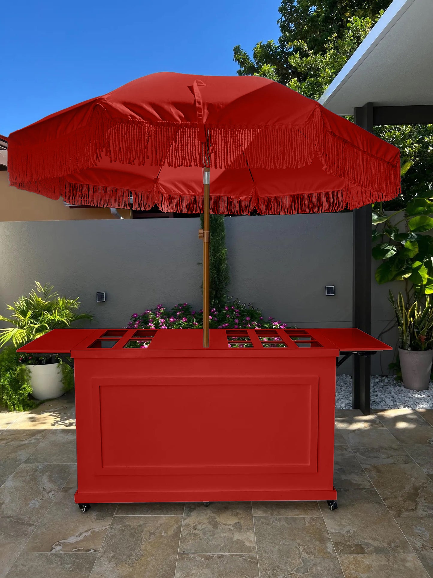 Umbrella and Cart Red