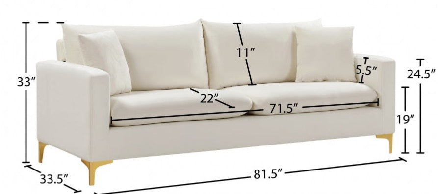 Lipton Cream Silver Leg Sofa