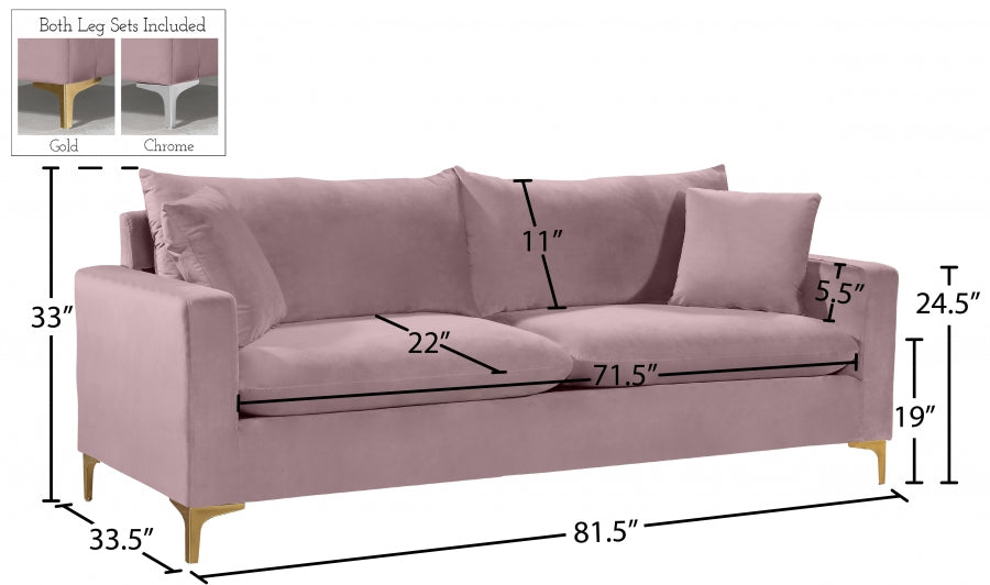Lipton Pink Gold Leg Sofa