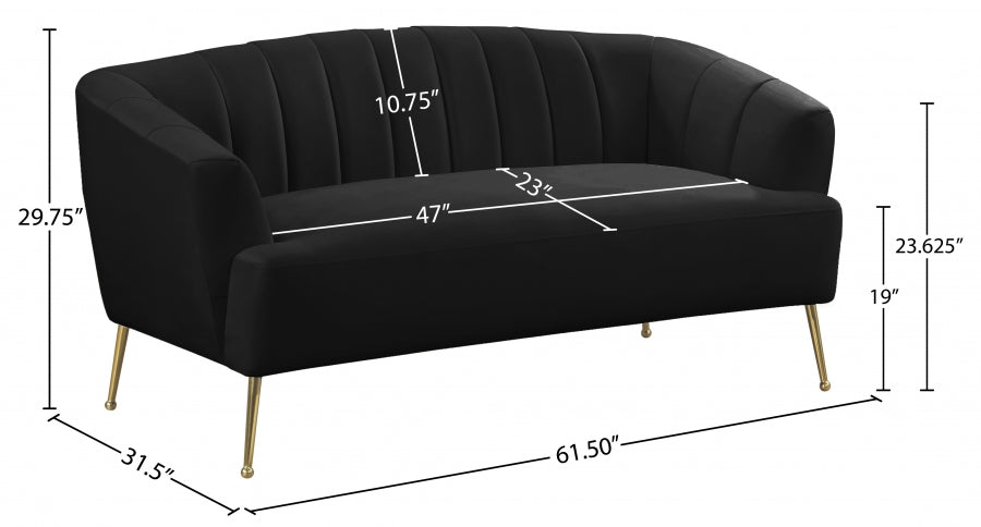 Adina Black Loveseat