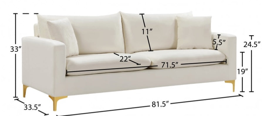 Lipton Cream Gold Leg Sofa