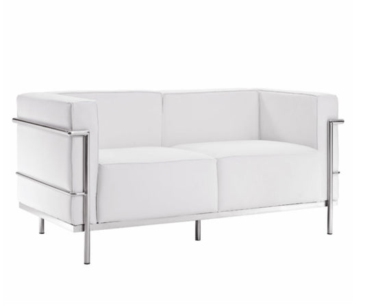 Broadway Leather Loveseat  White