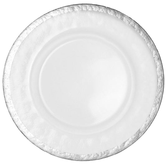 Rimmed Silver Glass Charger Plate