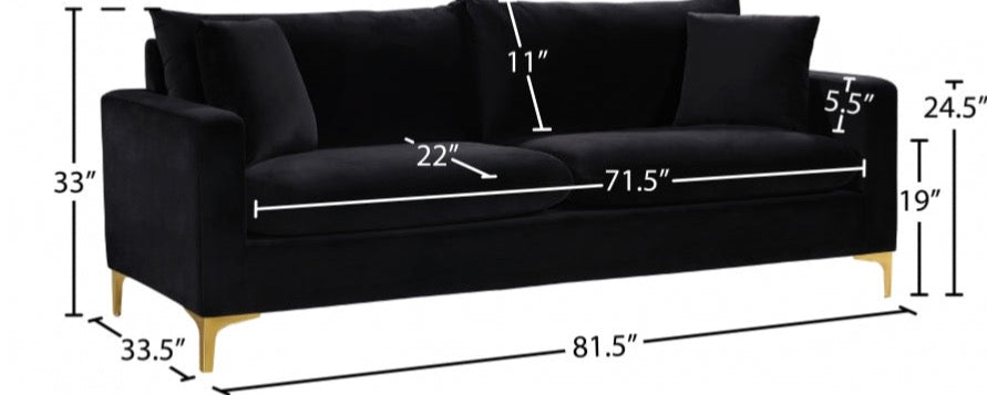 Lipton Black and Silver Leg Sofa