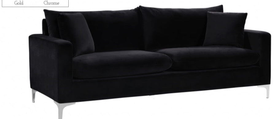 Lipton Black and  Gold Leg Sofa