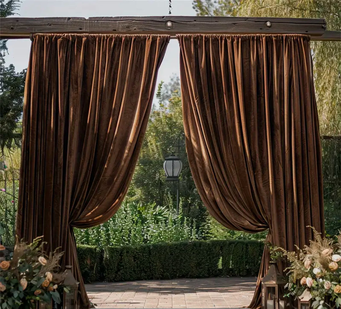 Brown Velvet Entry Drapes