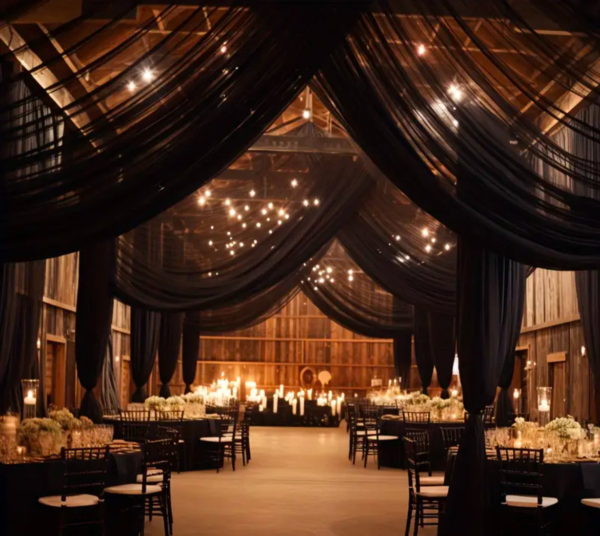 Center Room Drape Design Black