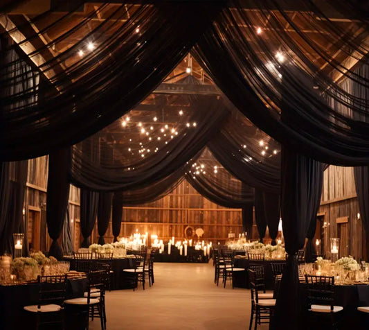 Center Room Drape Design Black