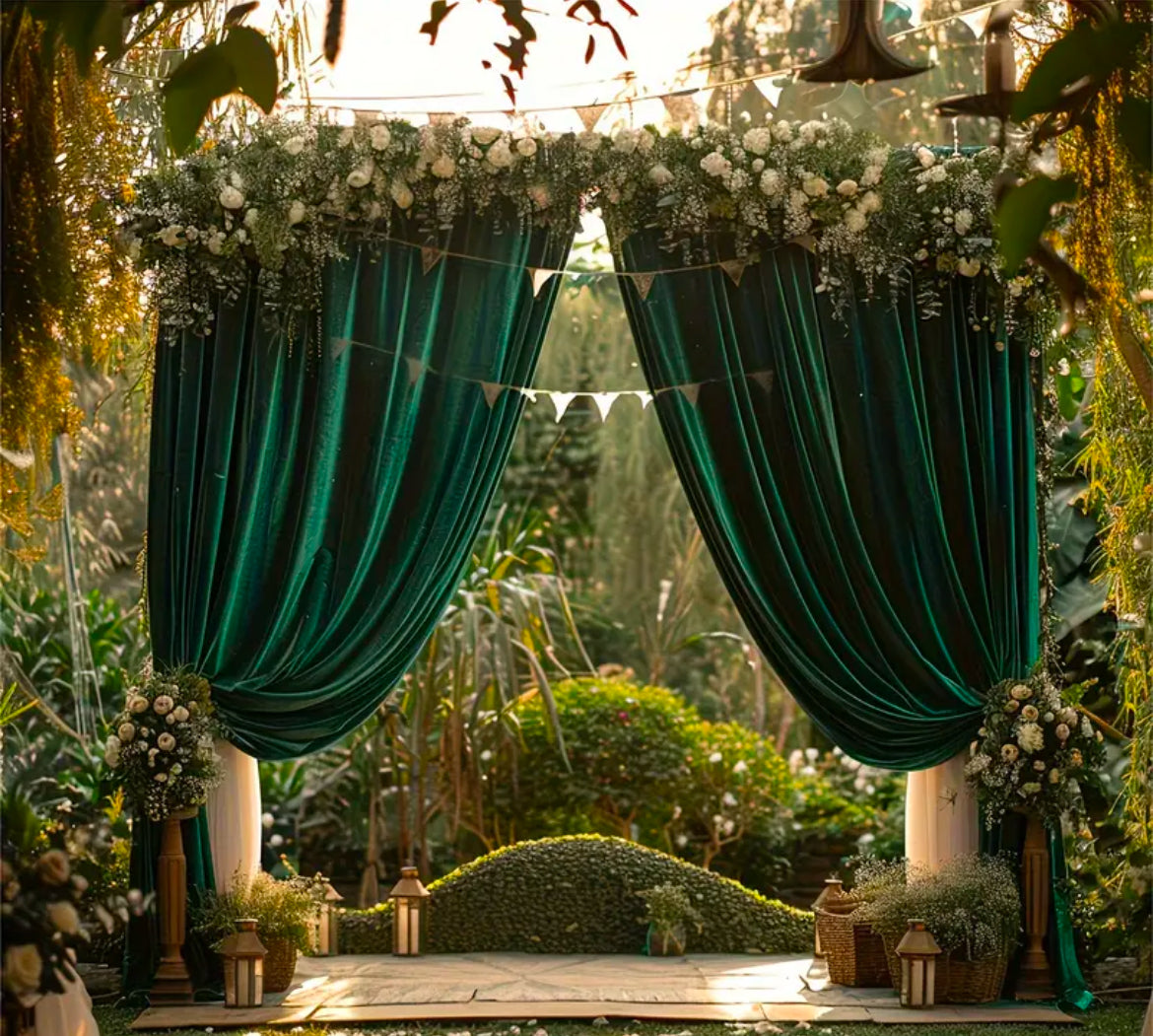 Green Velvet Entry Drapes